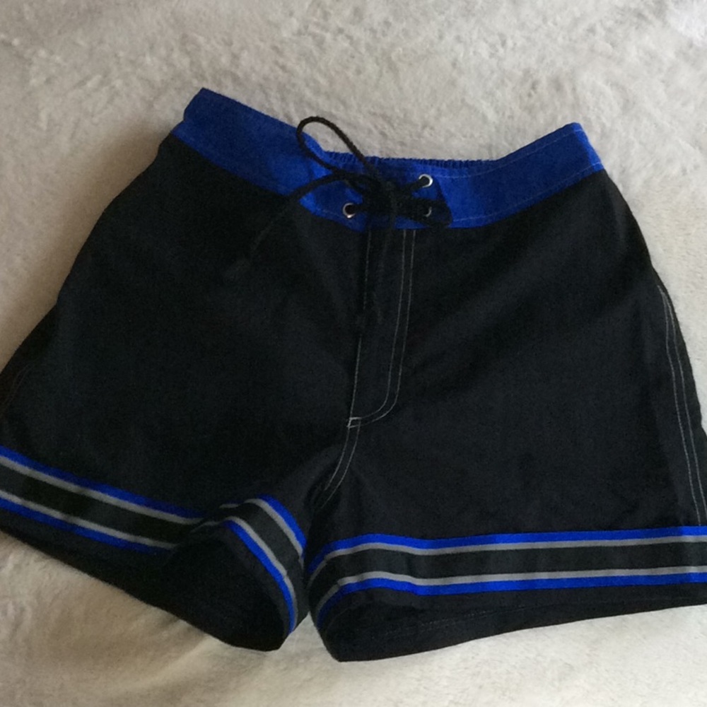 Swim Board Shorts Vintage Black and Cobalt Blue